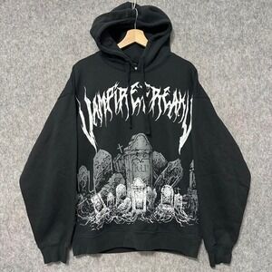 VampireFreaks Mens Medium Black Goth Graveyard Pullover Hoodie 2023‎